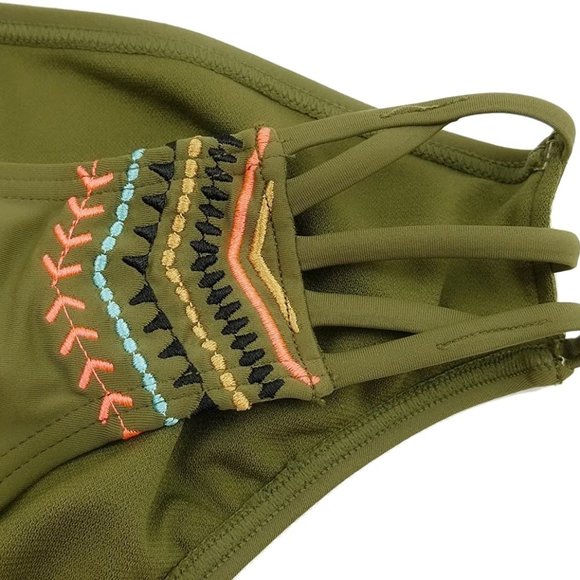 Calif Waves Embroidered Strappy Bikini Bottom NWT - Picture 4 of 5